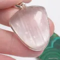 Pendentif Selenite naturelle semi-ovale argent 925 - Bijoux en Sélénite