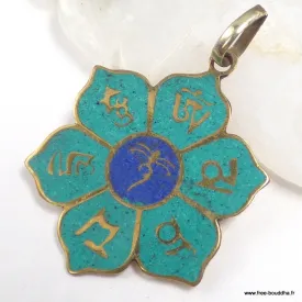 Pendentif tibétain mantra – yeux du Bouddha - plusieurs coloris - Pendentifs tibétains bouddhistes