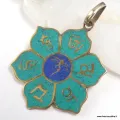 Pendentif tibétain mantra – yeux du Bouddha - plusieurs coloris - Pendentifs tibétains bouddhistes