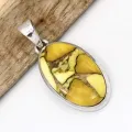 Pendentif Turquoise de Mohavie jaune moutarde cuivre - Bijoux en Turquoise