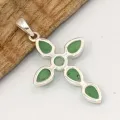 Pendentif Chrysoprase Croix Chrétienne 6 pierres naturelles - Bijoux en Chrysoprase