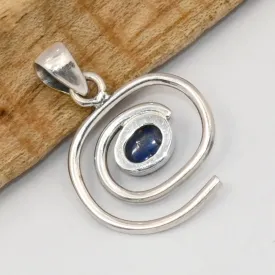 Pendentif Cyanite bleue sur argent forme spirale - Pendentifs pierres naturelles