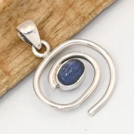 Pendentif Cyanite bleue sur argent forme spirale - Pendentifs pierres naturelles