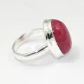 Bague rhodonite rose sans veines en argent, taille 56 | Eveil Oriental