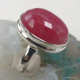 Bague rhodonite rose sans veines, ovale en argent 925 - taille 56 - Bagues pierres naturelles