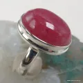 Bague rhodonite rose sans veines en argent, taille 56 | Eveil Oriental