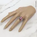Bague rhodonite ovale rose vif, argent 925, taille 53 | Eveil Oriental
