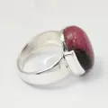 Bague rhodonite ovale rose vif, argent 925, taille 53 | Eveil Oriental