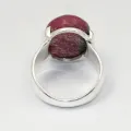 Bague rhodonite ovale rose vif, argent 925, taille 53 | Eveil Oriental