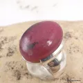 Bague rhodonite ovale rose vif, argent 925, taille 53 | Eveil Oriental
