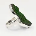 Bague uvarovite grenat vert brut en druse, argent 925 - taille 57/58