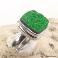 Bague grenat vert uvarovite carrée - argent 925 - taille 57/58