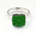 Bague grenat vert uvarovite carrée - argent 925 - taille 57/58