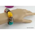 Gros Bracelet tibétain perles de Dzi ambre - Bracelets tibétains bouddhistes