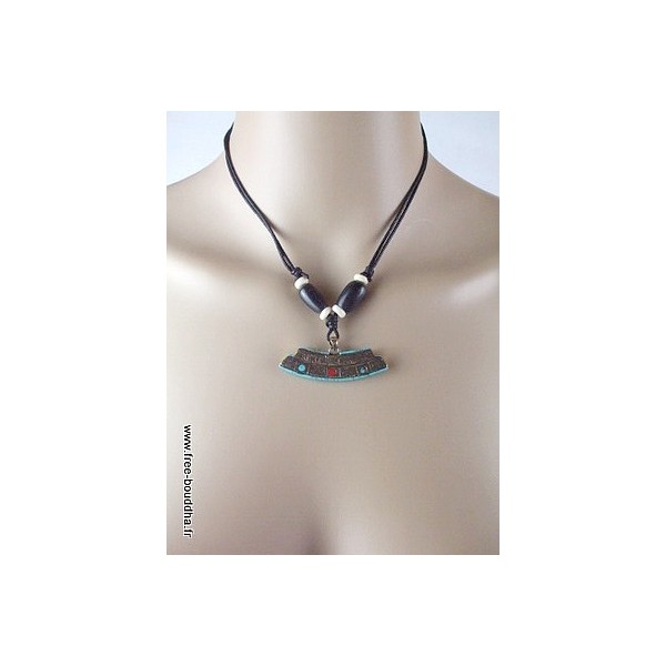 Collier tibétain 8 signes auspicieux Bijoux tibetains bouddhistes CSA1