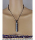 Collier tibétain Mantra vertical gravé sur os noir Bijoux tibetains bouddhistes WN3.1