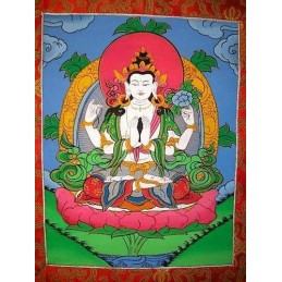 Tangka tibétain Tchenrézi 40 x 76 cm Tangkas tibétains TANCHEN