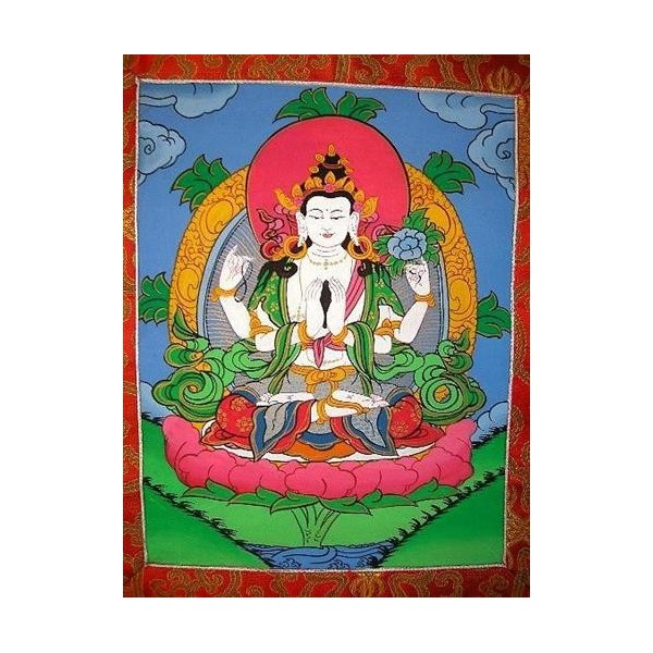 Tangka tibétain Tchenrézi 40 x 76 cm Tangkas tibétains TANCHEN