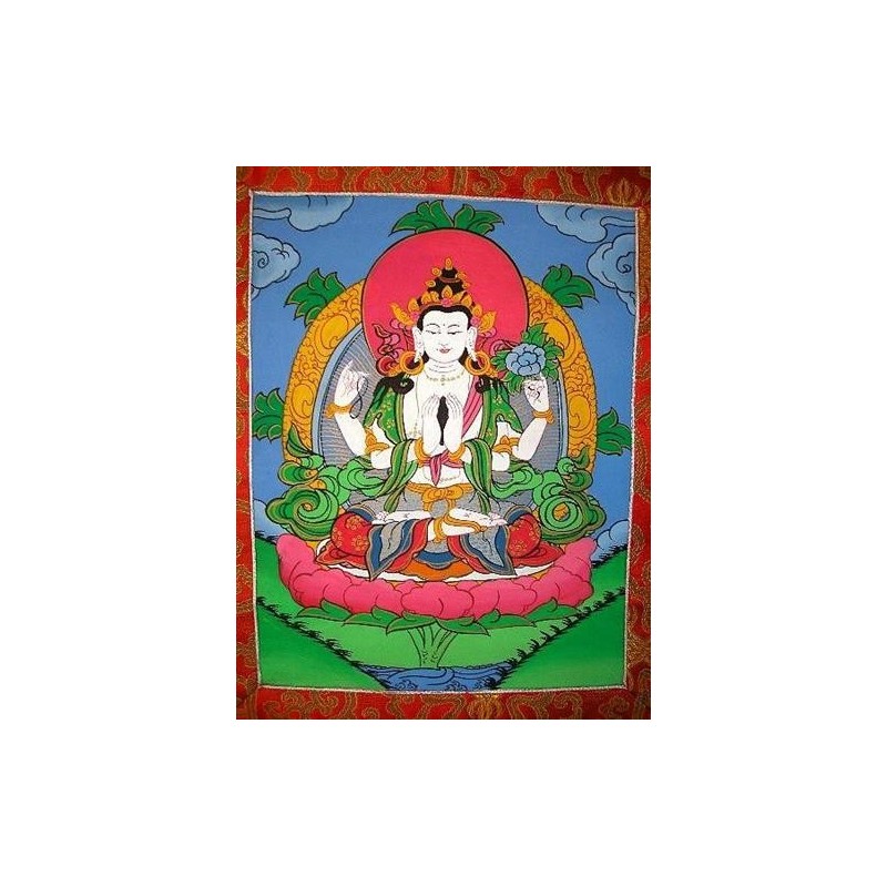 Tangka tibétain Tchenrézi 40 x 76 cm Tangkas tibétains TANCHEN