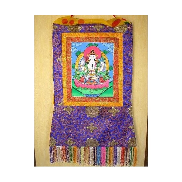 Tangka tibétain Tchenrézi 40 x 76 cm Tangkas tibétains TANCHEN