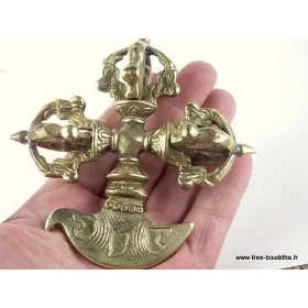 Double dorjé tibetain Kartika en laiton massif - Objets rituels bouddhistes