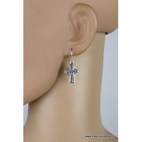 Boucles d'oreilles CROIX CELTIQUE Pendentifs pierres naturelles MB11