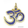 Pendentif tibétain OM HINDOUISTE laiton lapis lazuli - Pendentifs tibétains bouddhistes