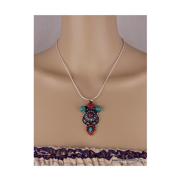 Pendentif tibétain style antique Pendentifs tibétains bouddhistes antic 1