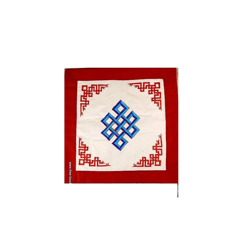 Housse de coussin brodé Noeud sans fin - Housse de coussin bouddhiste