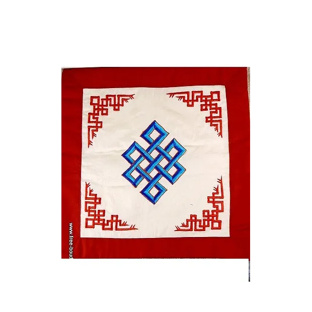 Housse de coussin brodé Noeud sans fin - Housse de coussin bouddhiste