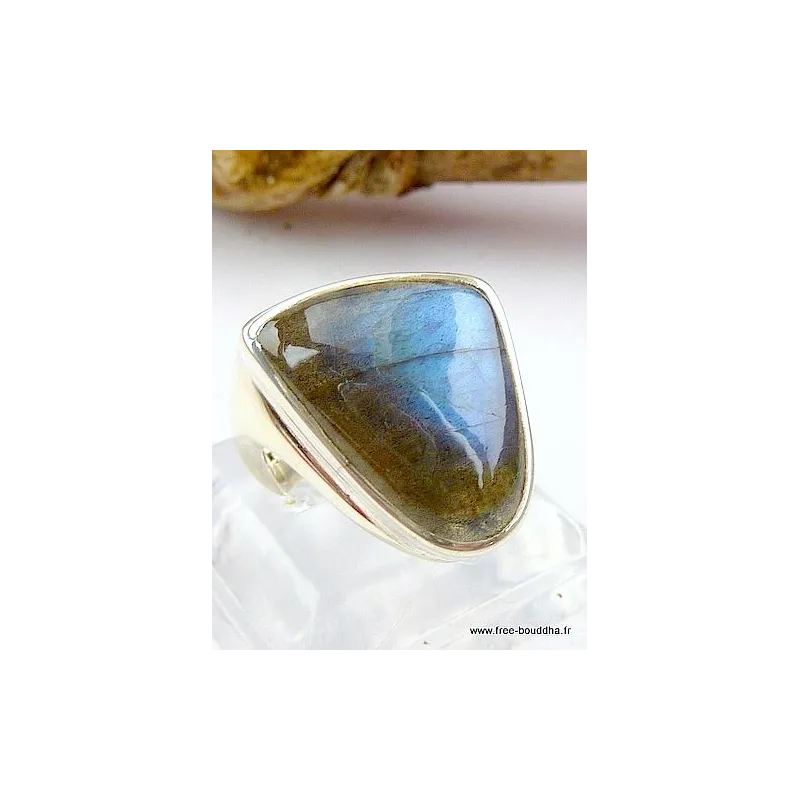 Bague en LABRADORITE T 55 forme triangle - Bijoux en Labradorite