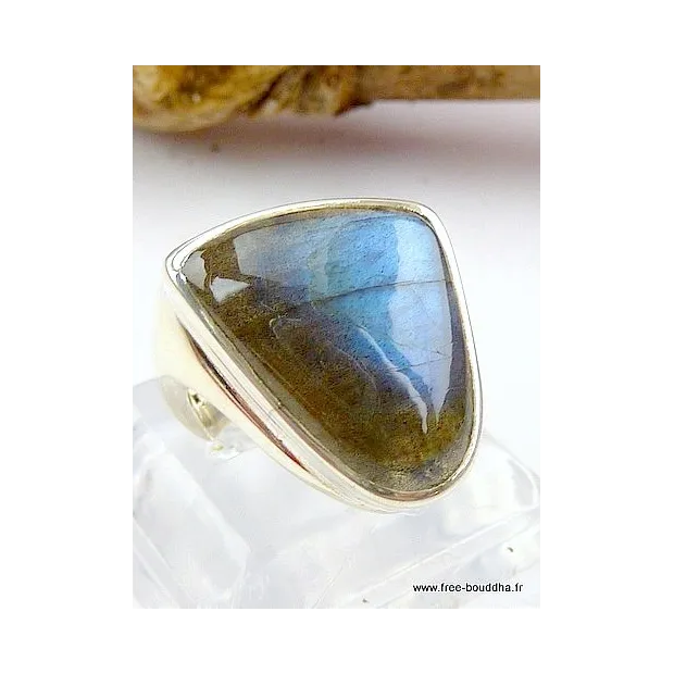 Bague en LABRADORITE T 55 forme triangle - Bijoux en Labradorite