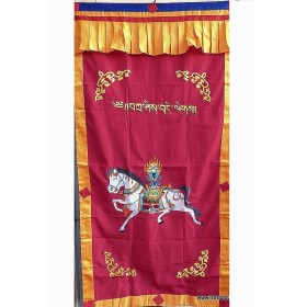 Tenture tibétaine bouddhiste Cheval Lungta rouge Tentures tibétaines Bouddha TEN LB14