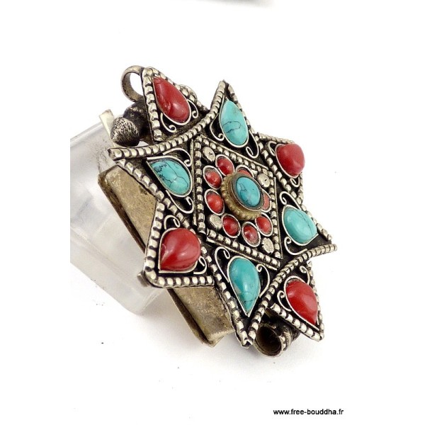 Pendentif tibétain GHAU POISON ETOILE Bijoux tibetains bouddhistes 2668.3