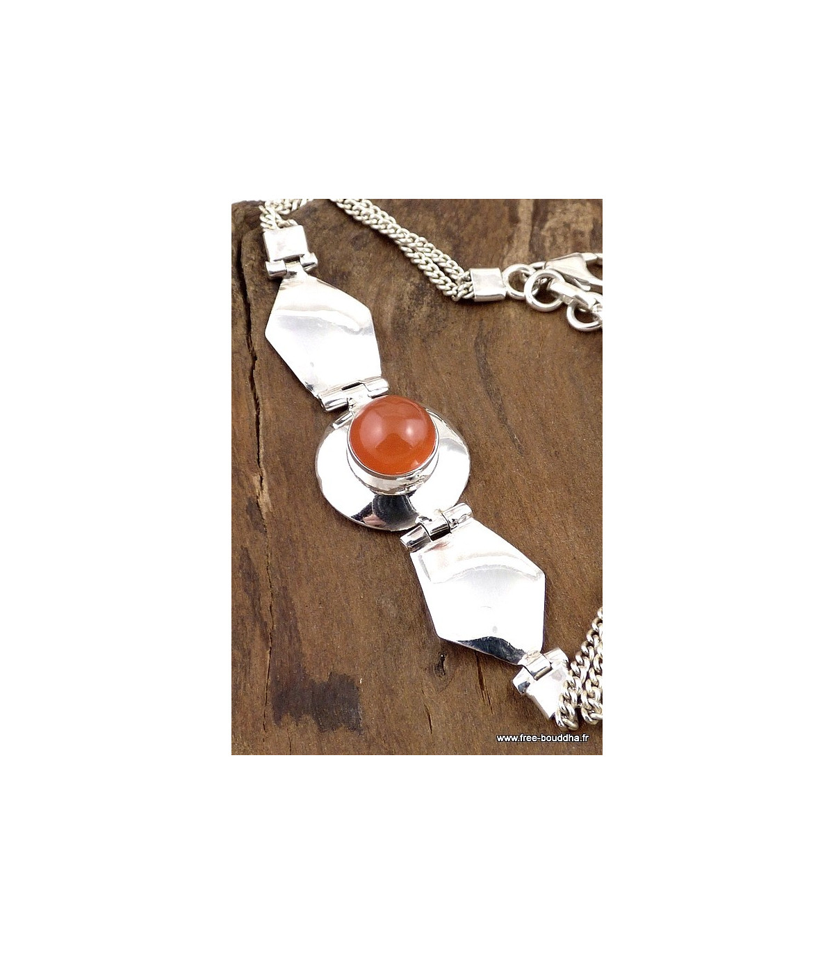 Bracelet En Argent 925 Et Cornaline - Tubes 13mm, Fait Main En France, Neuf