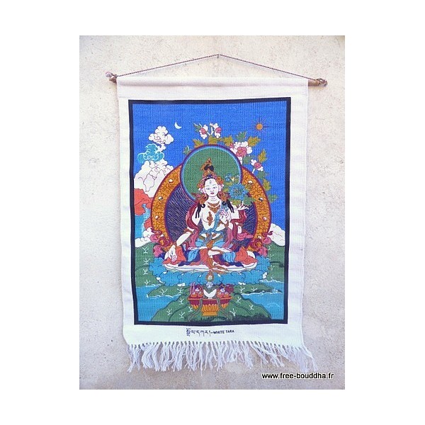 Tenture tibétaine TARA BLANCHE Tentures tibétaines Bouddha TENTB1