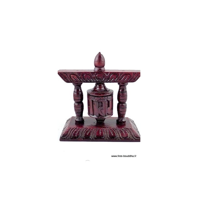 Petit moulin à prières de Table en bois sculpté Objets rituels bouddhistes 6405.3