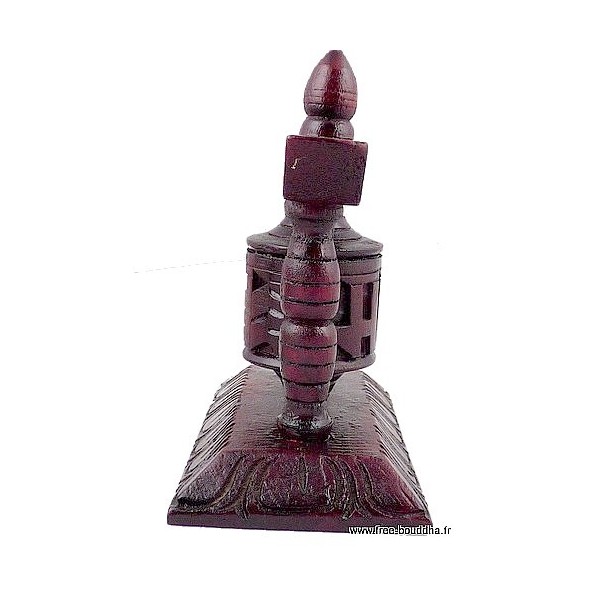 Petit moulin à prières de Table en bois sculpté Objets rituels bouddhistes 6405.3
