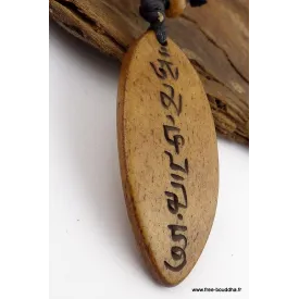 Collier tibétain mantra de Chenrezi sculpté - Colliers tibétains et népalais