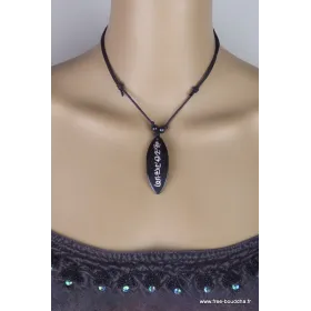 Collier mantra tibétain Os de Yak brun sculpté - Colliers tibétains et népalais