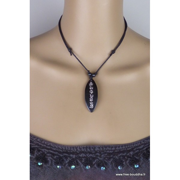Collier tibétain Os de Yak brun sculpté Bijoux tibetains bouddhistes WN25.2