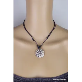 Collier tibétain bouddhiste Mantra de Chenrezi Os de buffle blanc - Colliers tibétains et népalais
