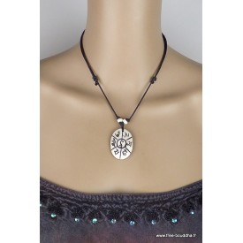 Collier tibétain oval Mantra de Chenrezi Bijoux tibetains bouddhistes WN28
