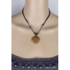 Collier tibétain Om forme fleur - Colliers tibétains et népalais