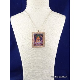 Pendentif amulette tibétaine tangka ghau Chenrezi Bijoux tibetains bouddhistes PENDTH1