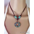 Pendentif tibétain mantra bouddhiste sur turquoise - Pendentifs tibétains bouddhistes