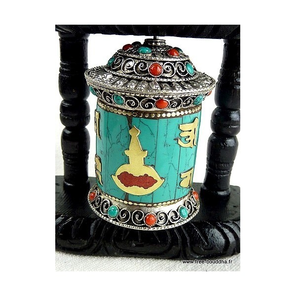 Moulin à prières tibétain Yeux du Bouddha Objets rituels bouddhistes 5997.2