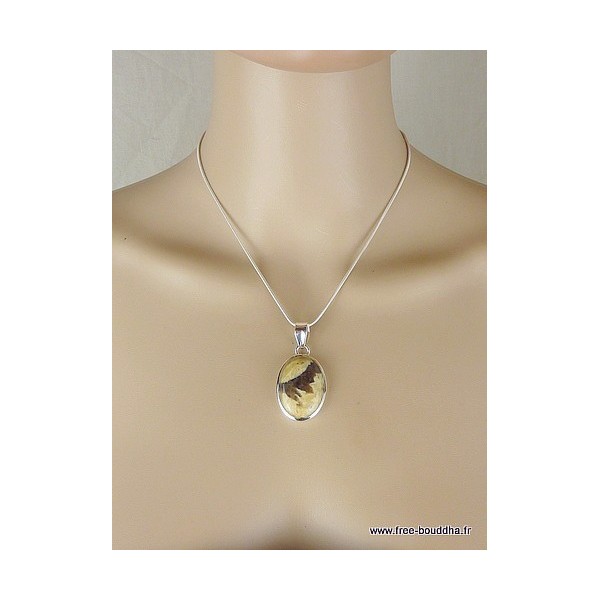 Pendentif oval en JASPE GRAPHIC Pendentifs pierres naturelles K56