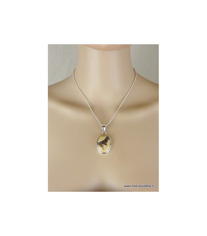 Pendentif oval en JASPE GRAPHIC Pendentifs pierres naturelles K56