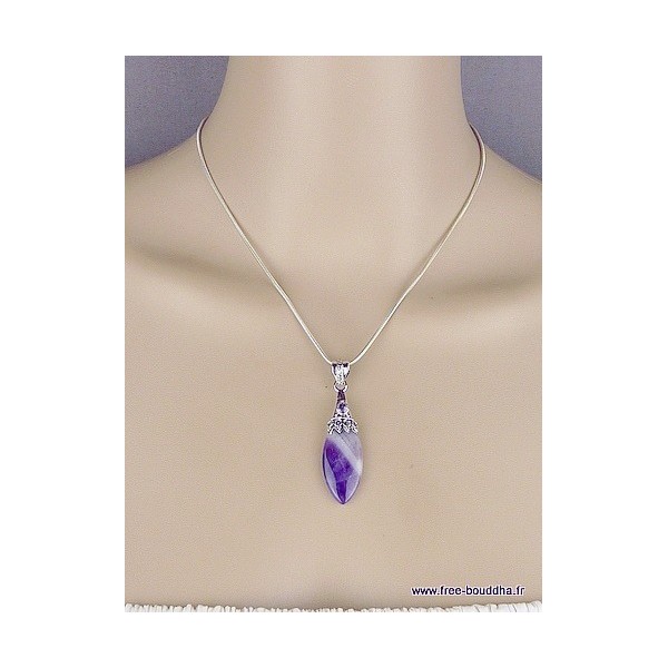 Pendentif Améthyste à bandes moderne Pendentifs pierres naturelles AB36